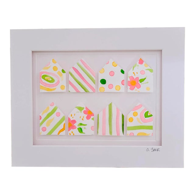 "Little Houses No. 2" Original Abstract Collage by Suzanne MacCrone Rogers For Sale