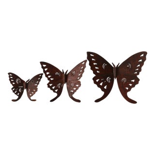 Vintage Metal Cut-Out Wing Design Butterflies Wall Hanging-Set of 3 For Sale