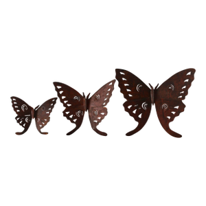 Vintage Metal Cut-Out Wing Design Butterflies Wall Hanging-Set of 3