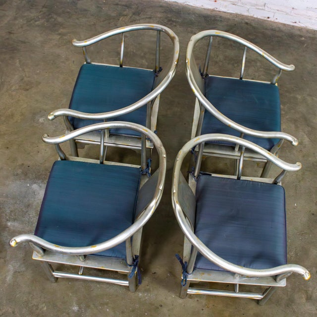 Late 20th Century Ming Treasures Yoke Back Gold/Silver Leaf Dining Chairs by Drexel Heritage Set of 4 For Sale - Image 10 of 18