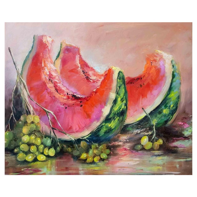 Elena Mardashova, Watermelon, Oil Painting, 2023 For Sale