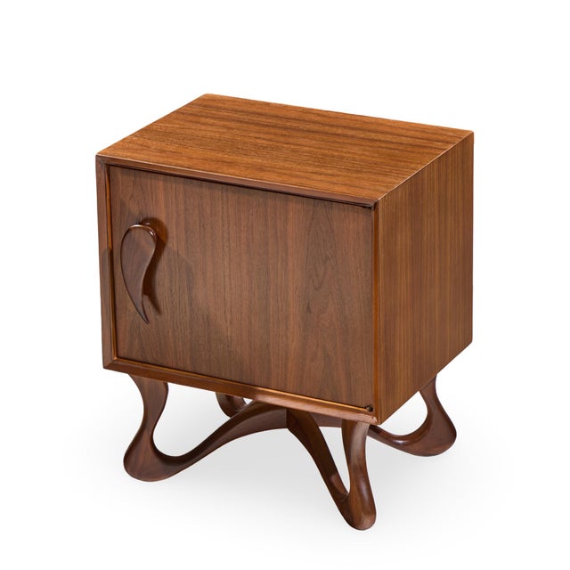 Vladimir Kagan Style Mid Century Sculpted Walnut Nightstands - Pair For Sale - Image 11 of 11