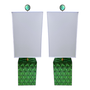 Contemporary Pair of Brass and Murano Glass Lamps by Roberto Giulio Rida, Italy