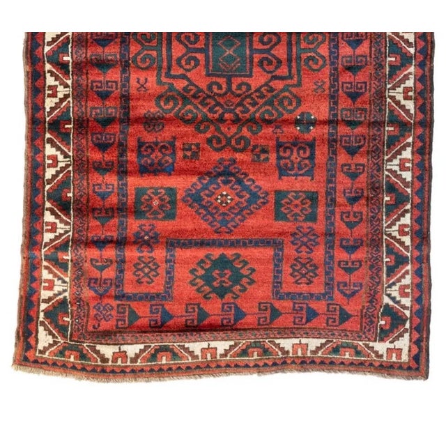 Vintage Red Geometric Tribal Afcan Area Rug, c. 1930s For Sale - Image 4 of 5
