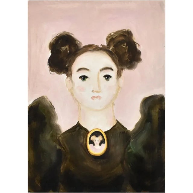 An archival giclée print of an original colorful portrait painting, 5"x7", signed front and back.