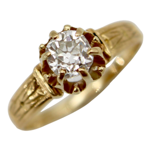 Mid 19th Century Victorian 18k Gold Old Mine Cut Diamond Ring, Size 6.25