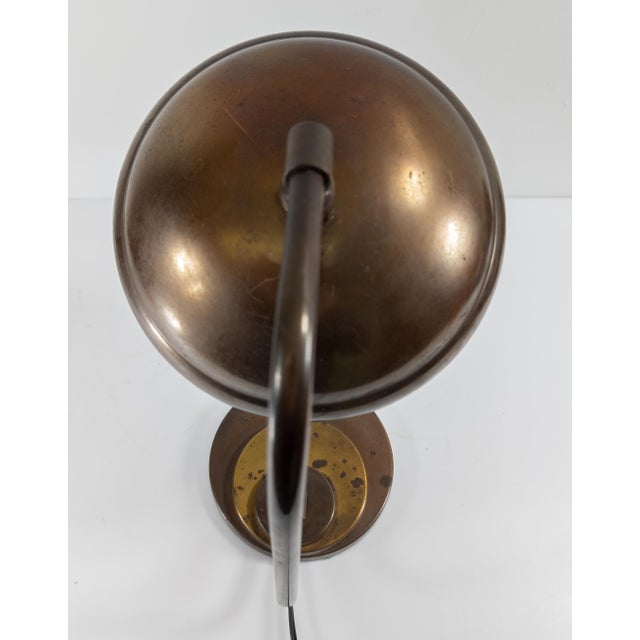 Mid-Century Modern Industrial Copper Colored Brass Table Lamp For Sale In New York - Image 6 of 10