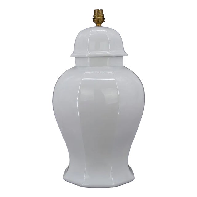 White Porcelain Lamp by Pillivuyt, Japonisme, France, 1970s For Sale
