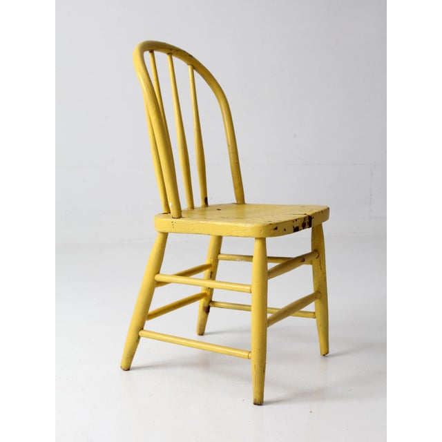 Early 20th Century Antique Yellow Painted Windsor Spindle Back Chair For Sale - Image 5 of 12