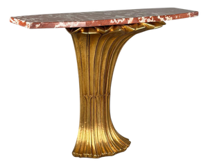 Art Deco Console Table in Hand-Carved Giltwood and Marble by Pierluigi Colli, 1930