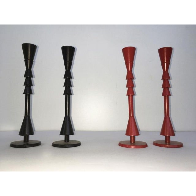 Metal Red Bronze Sculpture Candleholders by Ugo La Pietra, Italy, 1974, Set of 2 For Sale - Image 7 of 18