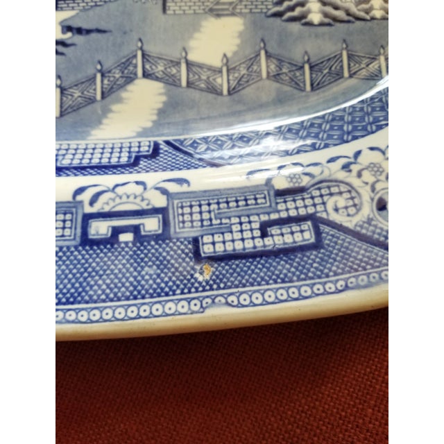 Antique English Blue and White Transferware Platter For Sale - Image 9 of 11
