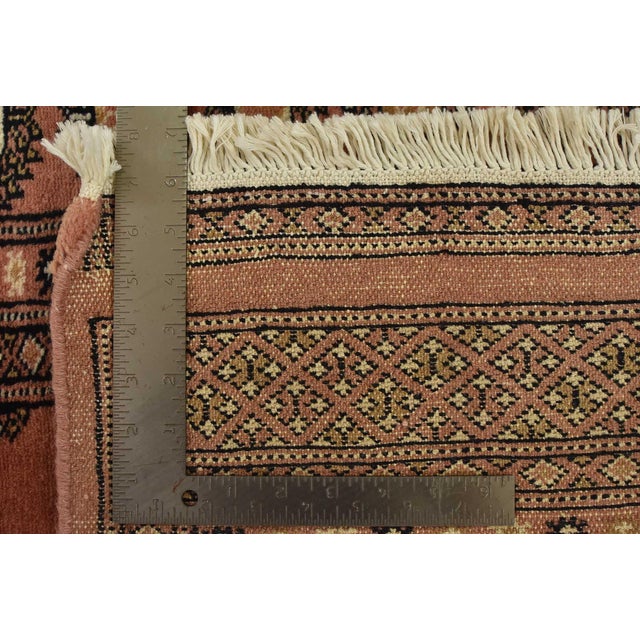 Bokhara Rug 3’11” X 6’6” Pink Wool Tribal Hand-Knotted Oriental Carpet For Sale - Image 11 of 11