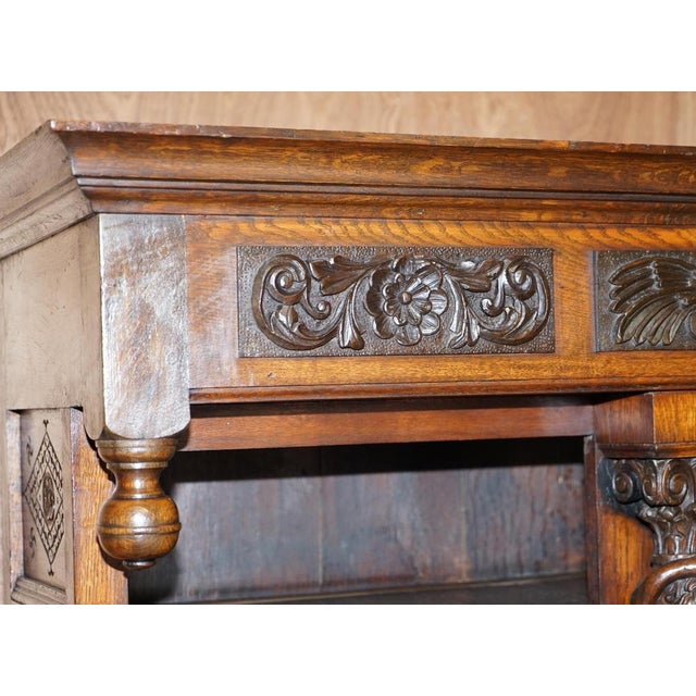 Wood Large Carved Bookcase with Ornate Cherub Putti & Lion Figures For Sale - Image 7 of 18