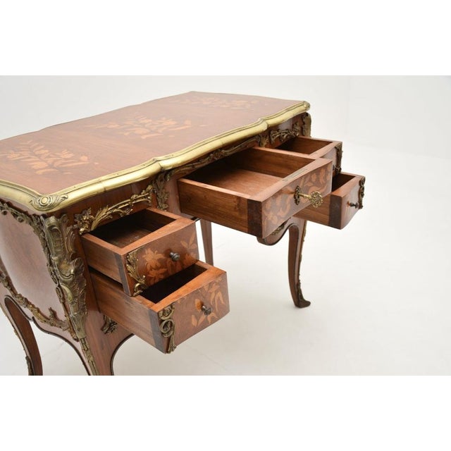 Metal Vintage French Louis XVI Style Knee Hole Desk, 1930s For Sale - Image 7 of 12