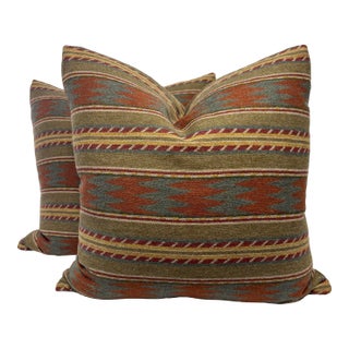 Mulberry "Inveraray" in Russet/Teal 22" Pillows-a Pair For Sale