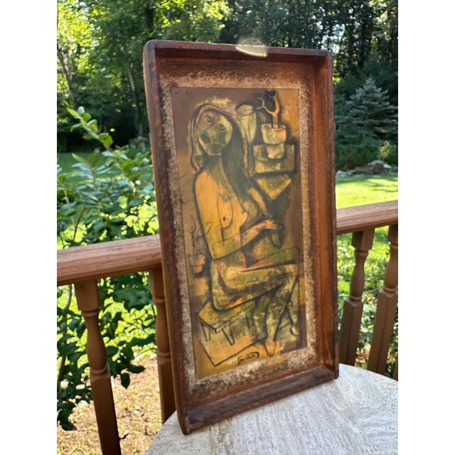 Brown Mid 20th Century Mid-Century Modern California Modernist Seated Nude Painting by Leon d'Usseau (Dusso) For Sale - Image 8 of 12
