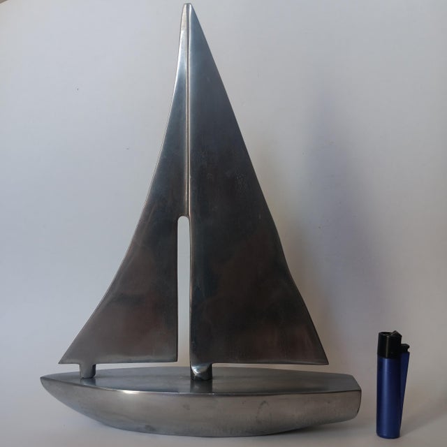 Vintage French Aluminium Sailboat Figurine, 1970s For Sale - Image 6 of 8