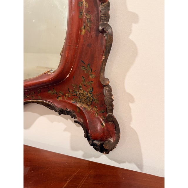 Red Chinoiserie Lacquered Mirror For Sale - Image 9 of 11