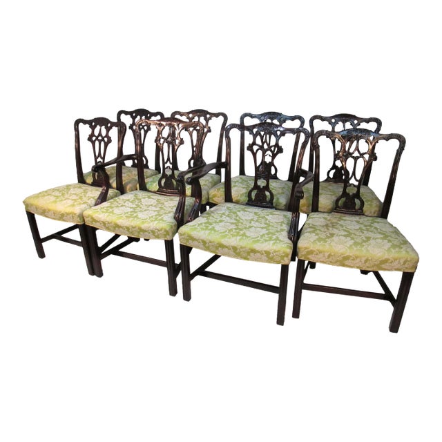 1930s Vintage Schmieg, Hungate and Kotzian Chippendale Dining Chairs - Set of 8 For Sale