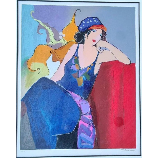 Large Signed Itzchak Tarkay Serigraph - Elegance III - Limited Edition 75/350 - Seated Woman Fine Art For Sale - Image 4 of 11