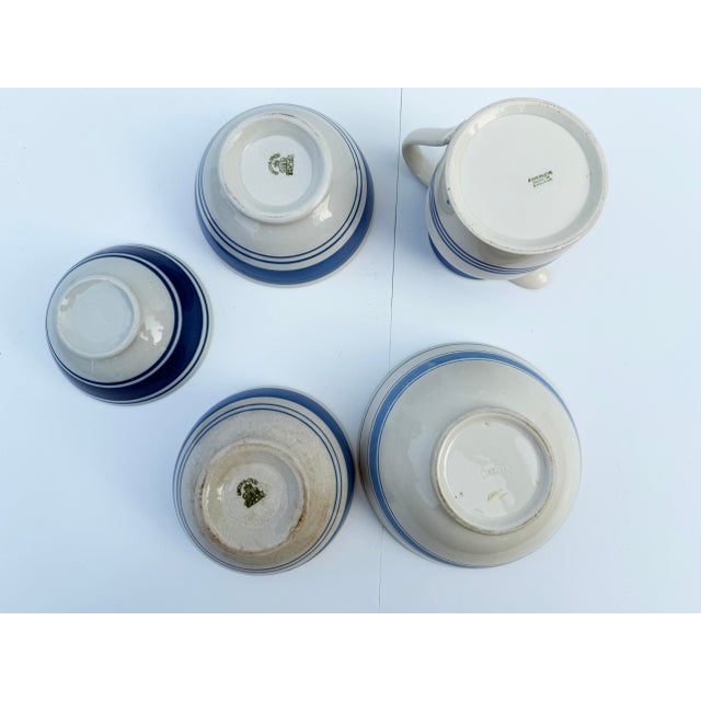 Collection of White & Blue English Pottery - Adderleys England & Green & Co - Bowls & Pitcher - 5 PCS For Sale - Image 4 of 4