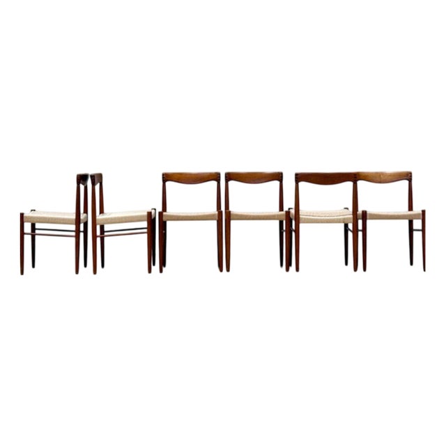Bramin Chairs in Paper Cord by Henry Walter Klein, Set of 6 For Sale