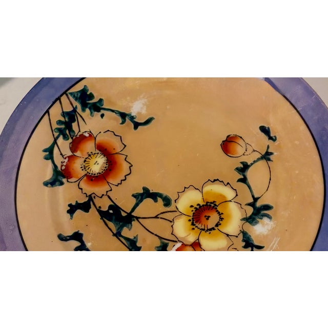 Violet 1920’s Chinoiserie Peach and Blue Lusterware Plates-Set of 12 For Sale - Image 8 of 9