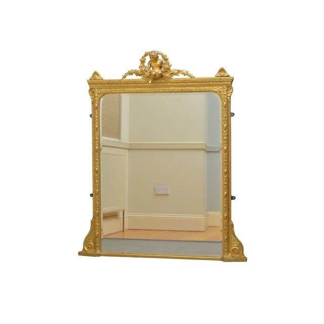 Antique Late Victorian Giltwood Mantel Mirror For Sale - Image 6 of 11