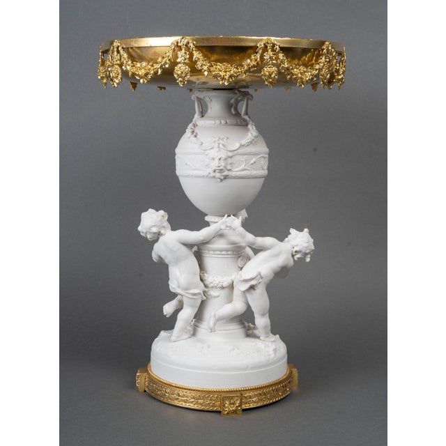 Bowl, centerpiece, bisque porcelain and gilded metal, 19th century, napoleon iii period. Centerpiece, bowl from the late...