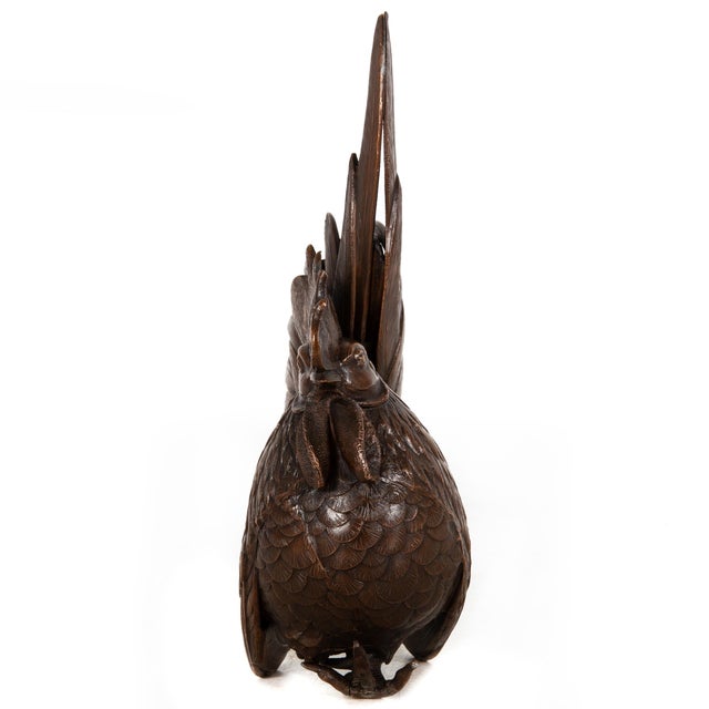 Japanese Antique Meiji Period Bronze Sculpture Okimono of a Rooster For Sale - Image 4 of 18