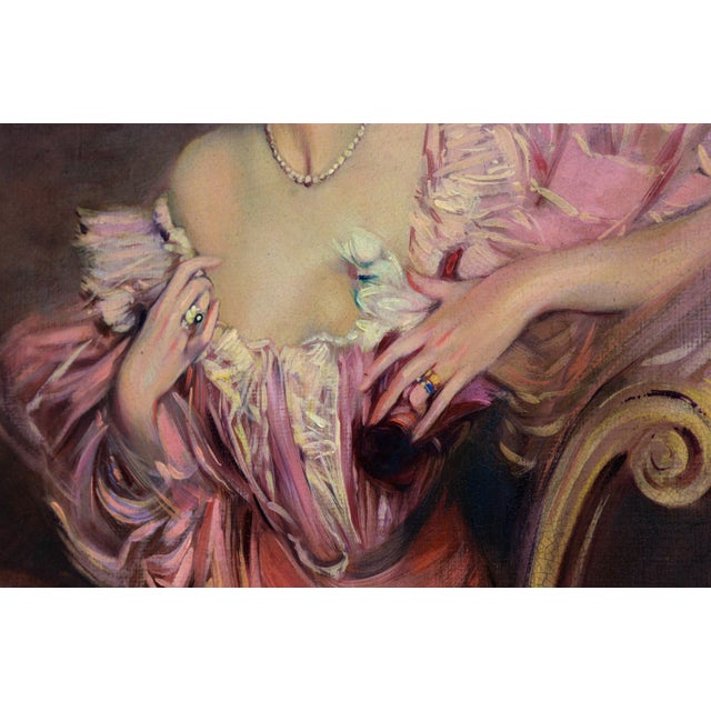 Angelo Granati, Woman on the Sofa, Oil on Canvas, Framed For Sale - Image 4 of 8