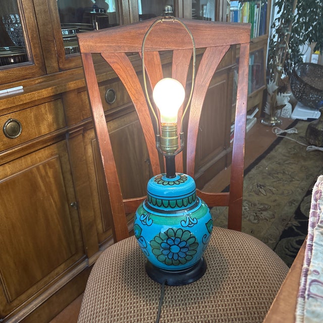 Ceramic 1960s Mid-Century Modern Raymor Bellini Lamp in Turquoise, Green, and Black For Sale - Image 7 of 7