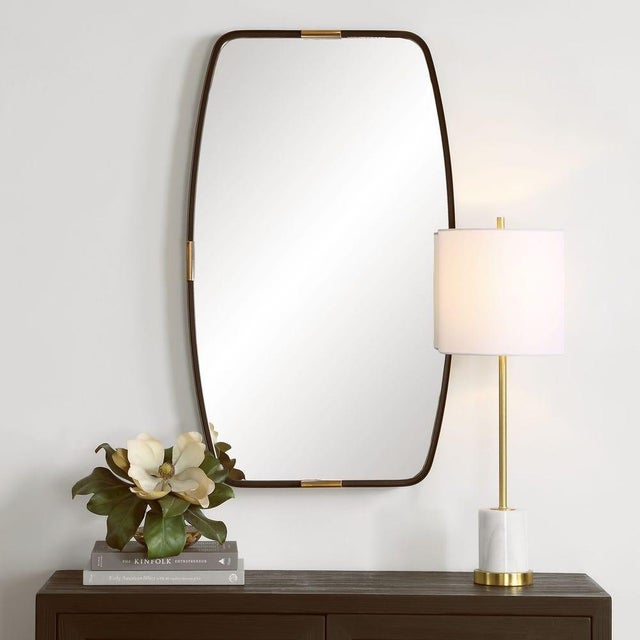 Metal Handsome Metal/Brass Mirror For Sale - Image 7 of 8