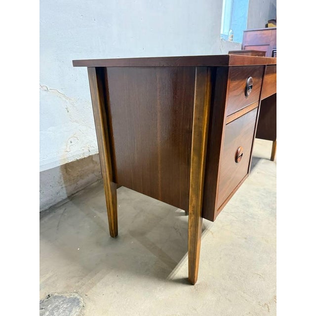 Stanley Furniture Mid Century Modern Walnut Writing Desk by Stanley Furniture For Sale - Image 4 of 18