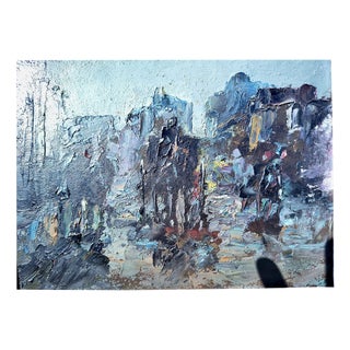 After Henri Lachièze-Rey, Carriages Waiting on the Place De Pigalle, 1920s, Oil Painting on Canvas, Framed For Sale