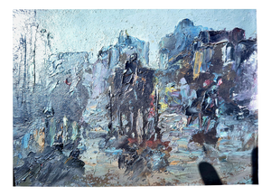 After Henri Lachièze-Rey, Carriages Waiting on the Place De Pigalle, 1920s, Oil Painting on Canvas, Framed