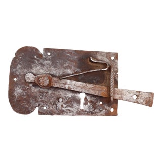 18th Century Hand Forged Wrought Iron Door Rim Lock For Sale