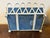 Metal 1930's White Painted Zinc Basketweave Cachepot Planter or Jardiniere With Blue Tole Liner on Ball Feet For Sale - Image 7 of 14