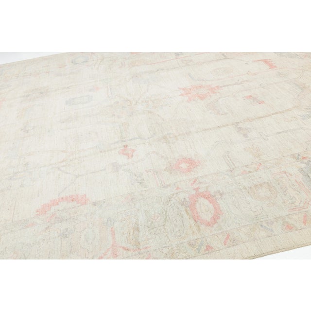 10x14 Ethereal Blush & Cream Modern Oushak Style Wool Area Rug For Sale In New York - Image 6 of 12