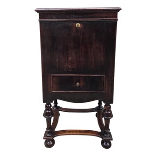 Antique English Mahogany Smoking Cabinet With Glass-Lined Humidor For Sale