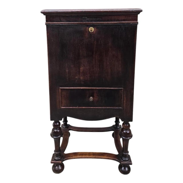 Antique English Mahogany Smoking Cabinet With Glass-Lined Humidor For Sale