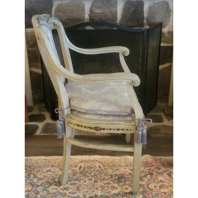 French French Vintage Louis XVI Revival Grey Painted Armchair With Wedgwood-Style Medallions For Sale - Image 3 of 11