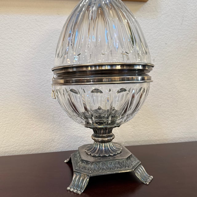Cut Glass and Silver-Plate Egg Shaped Vessel For Sale - Image 12 of 12