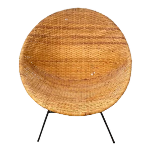 1970s Wicker and Iron Hoop Chair Atomic Era
