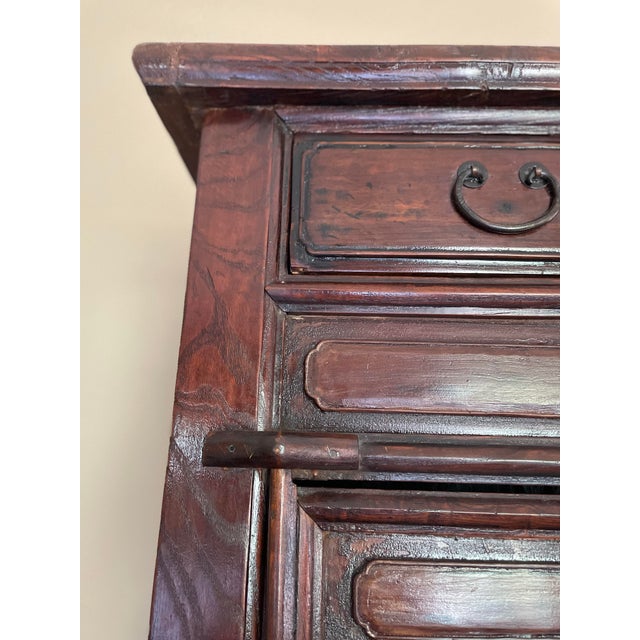 Burnt Umber 19th Century Chinese Extra Large Elm Cabinet For Sale - Image 8 of 8