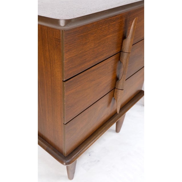Walnut Mid Century 3 Drawers Sculptural Night Stands End Tables - A Pair For Sale - Image 11 of 12