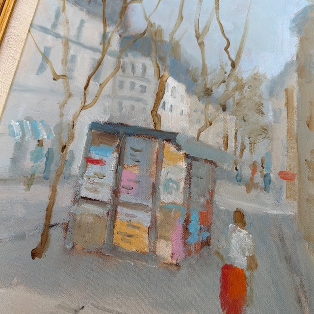 Late 20th Century Vintage Original Parisian Street Scene Oil Painting by Jean Lay Sauls, Signed & Framed For Sale - Image 5 of 12