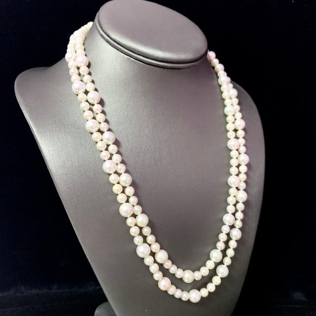 Fine Quality Akoya Pearl Necklace 14k Gold 42" 8.5 mm Certified For Sale - Image 4 of 12