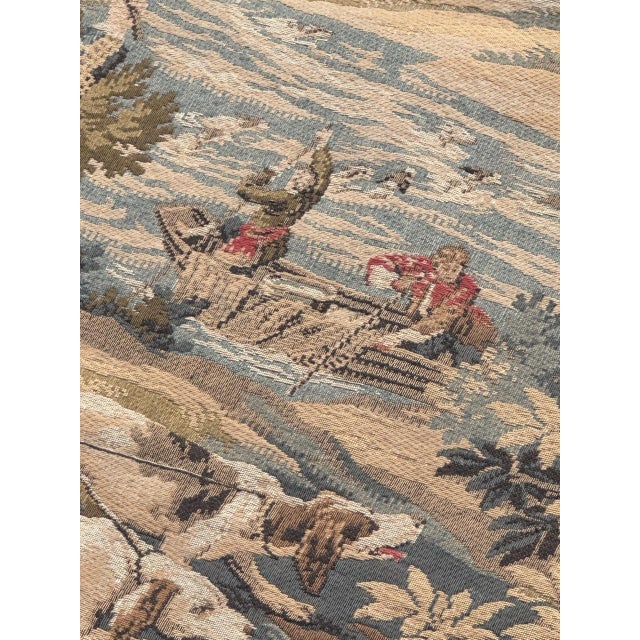 Textile Vintage French Aubusson Jacquard Tapestry Hunting with Hounds, 1970s For Sale - Image 7 of 18